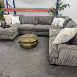 Free Delivery* XL Gray Sectional Sofa Down Feather Grey Couch