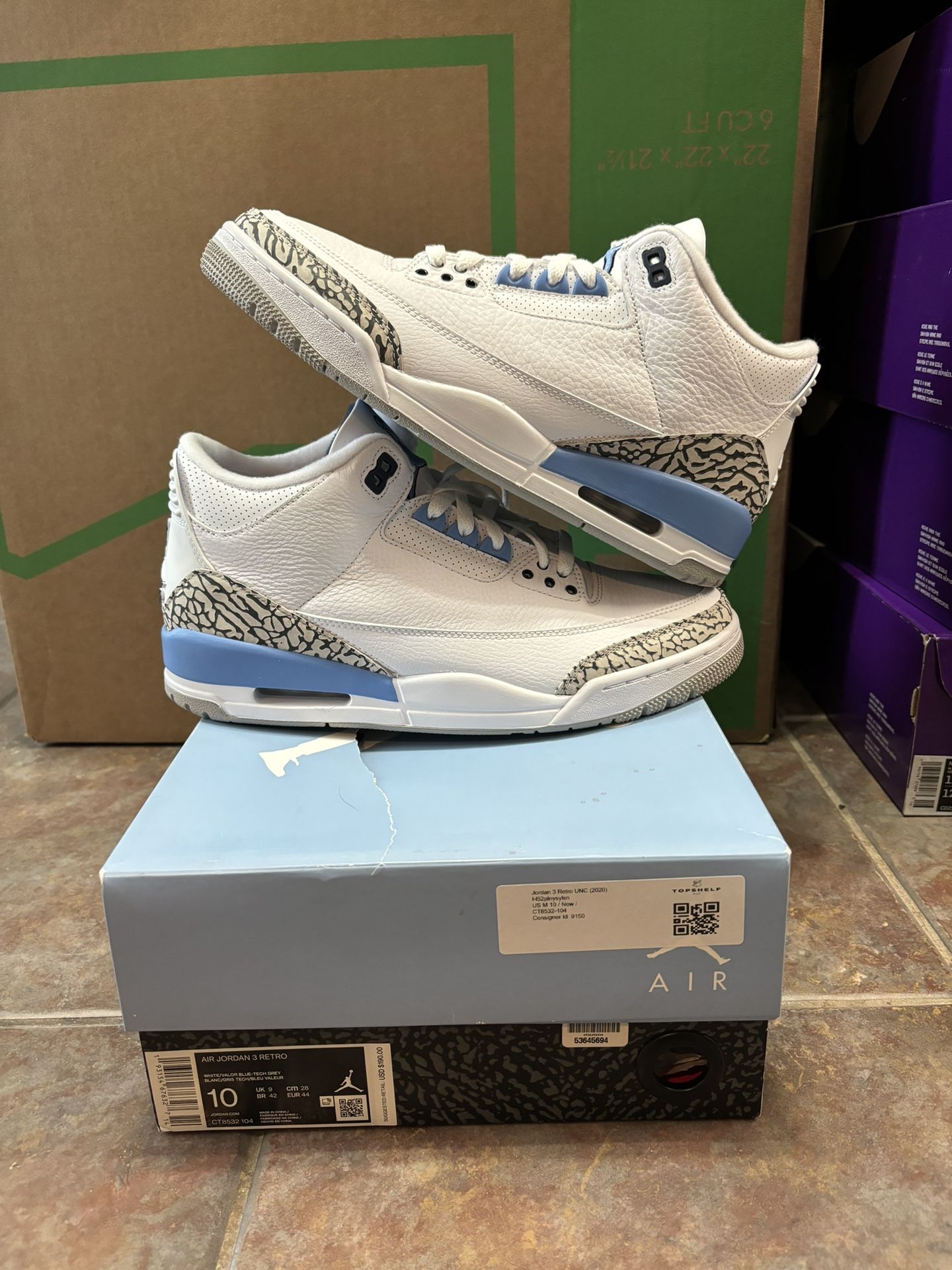 Jordan 3 UNC *Damaged Box Lid*