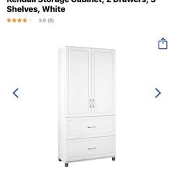 Ameriwood™ Home SystemBuild Kendall Storage Cabinet, 2 Drawers, 3 Shelves, White