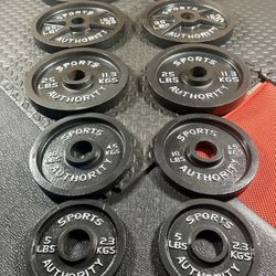 Vintage/Reconditioned Olympic  Weights Plates  SPORT AUTHORITY : 45s, 35s, 25s, 10s & 5s . Brute#240