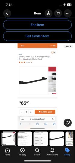Delta Everly 20" Handle for Sliding Tub/Shower Doors 20 X 2.88