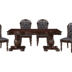 Adelina Cherry 5-Piece Dining Room Set (Table and 4 Chairs)