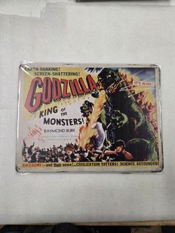 Godzilla king of the monsters movie metal sign