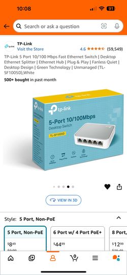 TP Link 5 Port 10/100 Ethernet Switch