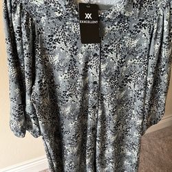 Women’s stretch short shirt dress tunic L/XL brand new with tags, printed