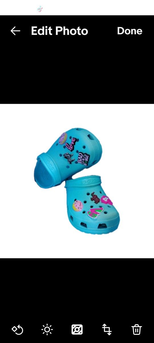 CROCS CROCBAND CLASSIC Women`s Size 4 M2 - Blue Cyan Comfort Clog Shoes Charms