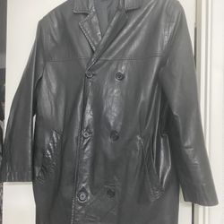 Mens Leather Coat Size M 