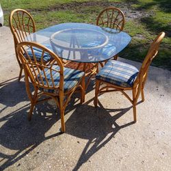 Boho Natural Rattan Dining Set 