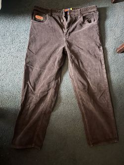 Brown Corduroy Pants with Embroidered Patch