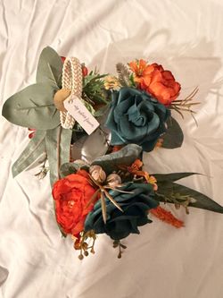 Ling Moments- Burnt Orange and Teal-wrist corsages