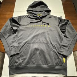 Pre Owned Nike Livestrong Therma Fit Hoodie Black & Yellow Men Size Medium