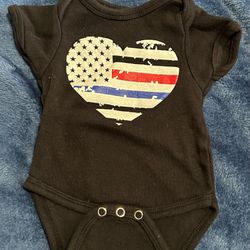 Infant Onesie Flag Police Firefighters Support Size 0-3 Months
