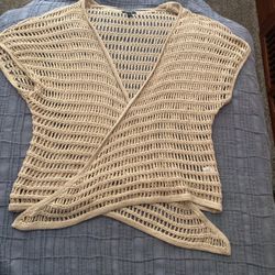 Cotton/Rayon Shortsleeved Loose Knit Cardigan Sweater Size M (or L)