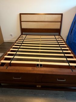 Queen platform bed with storage