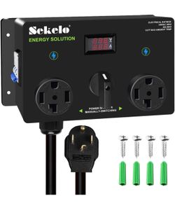 Manual EV Charging Switch for Dryer & EV, NEMA 14-30, 240V, 24A 5.76kW Max Power Splitter, with a Safety Breaker Switch, Hand-Operated Selector, Plug