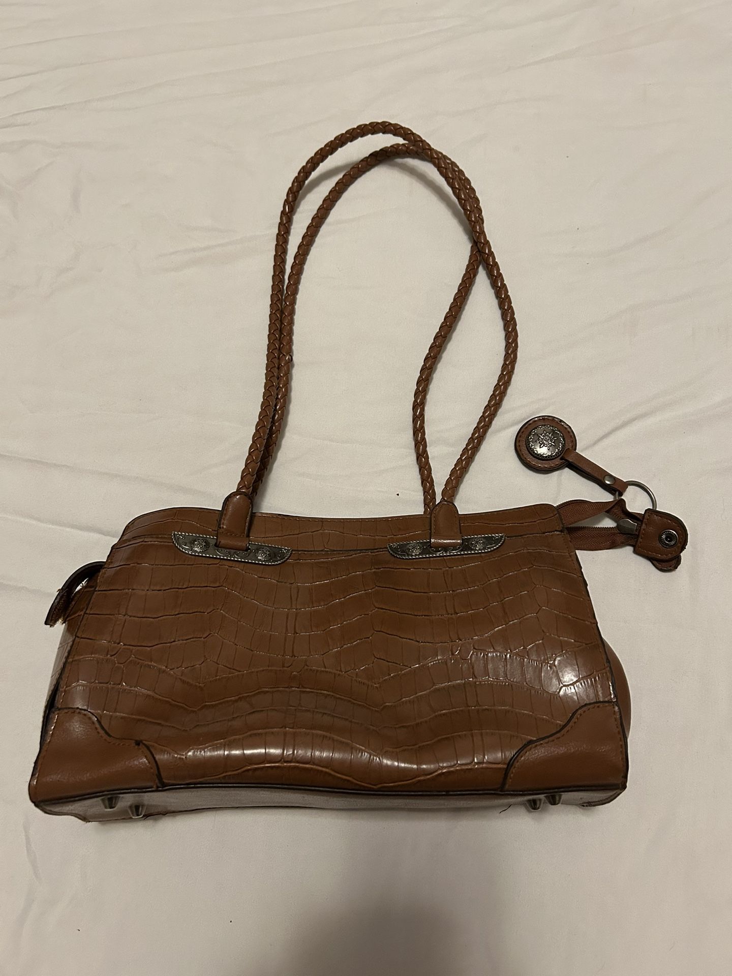 Bueno Brown Faux Alligator Skin Shoulder Bag Purse