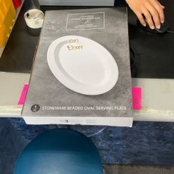 Everyday Home Essentials Stoneware Beaded Oval Serving Plate 