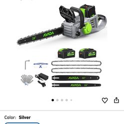 Electric Chainsaw Cordless, 42V 16 Inch Battery Chainsaw with Brushless Motor and Quiet Superior Cutting Power