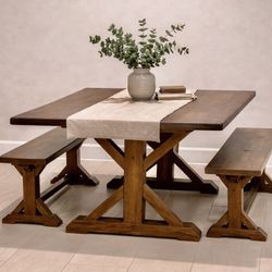 Wood Farmhouse Dining Table 