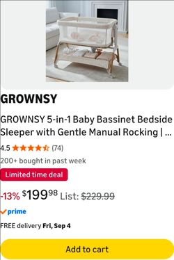 GROWNSY 5-in-1 Baby Bassinet Bedside Sleeper