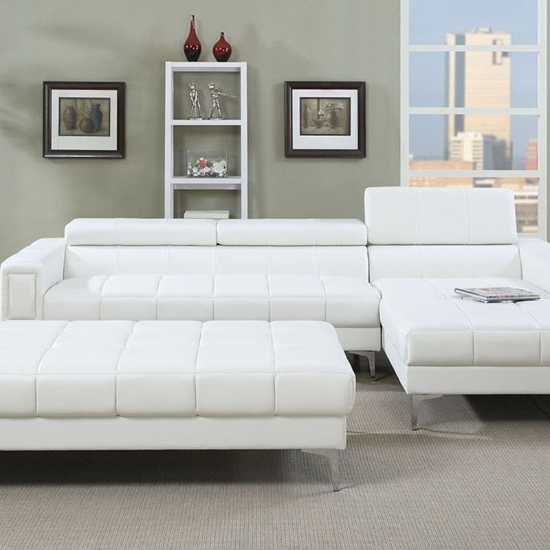 Brand New White Leather Modern Style Sectional Sofa (Ottoman Sold Separately)