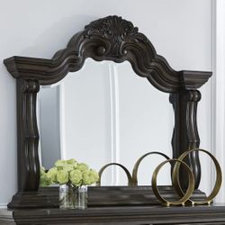New Mirror Dark Solid Wood Maylee Collection Ashley Furniture Bedroom Beauty & Beast Disney Inspired