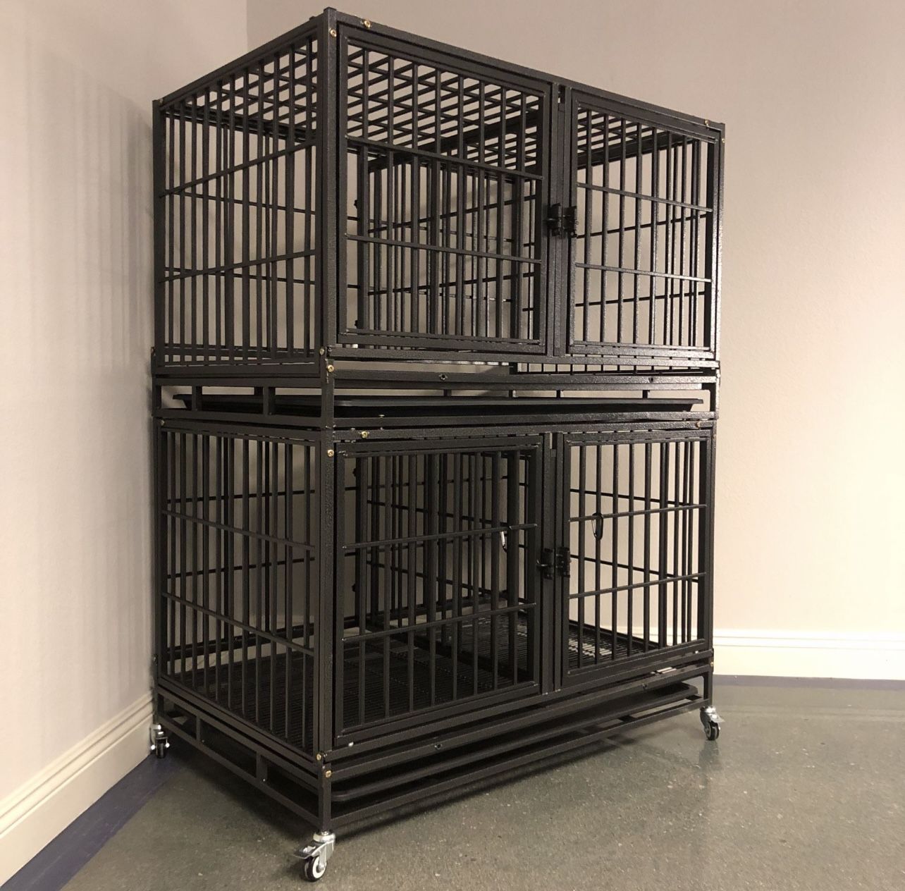2 Tier ✌️ Double Stack Heavy Duty 💪 Dog Kennel Cages🔥‼️⚡️
