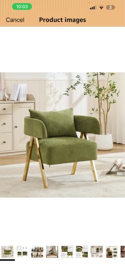 Green Velvet Accent Chair with Gold Legs