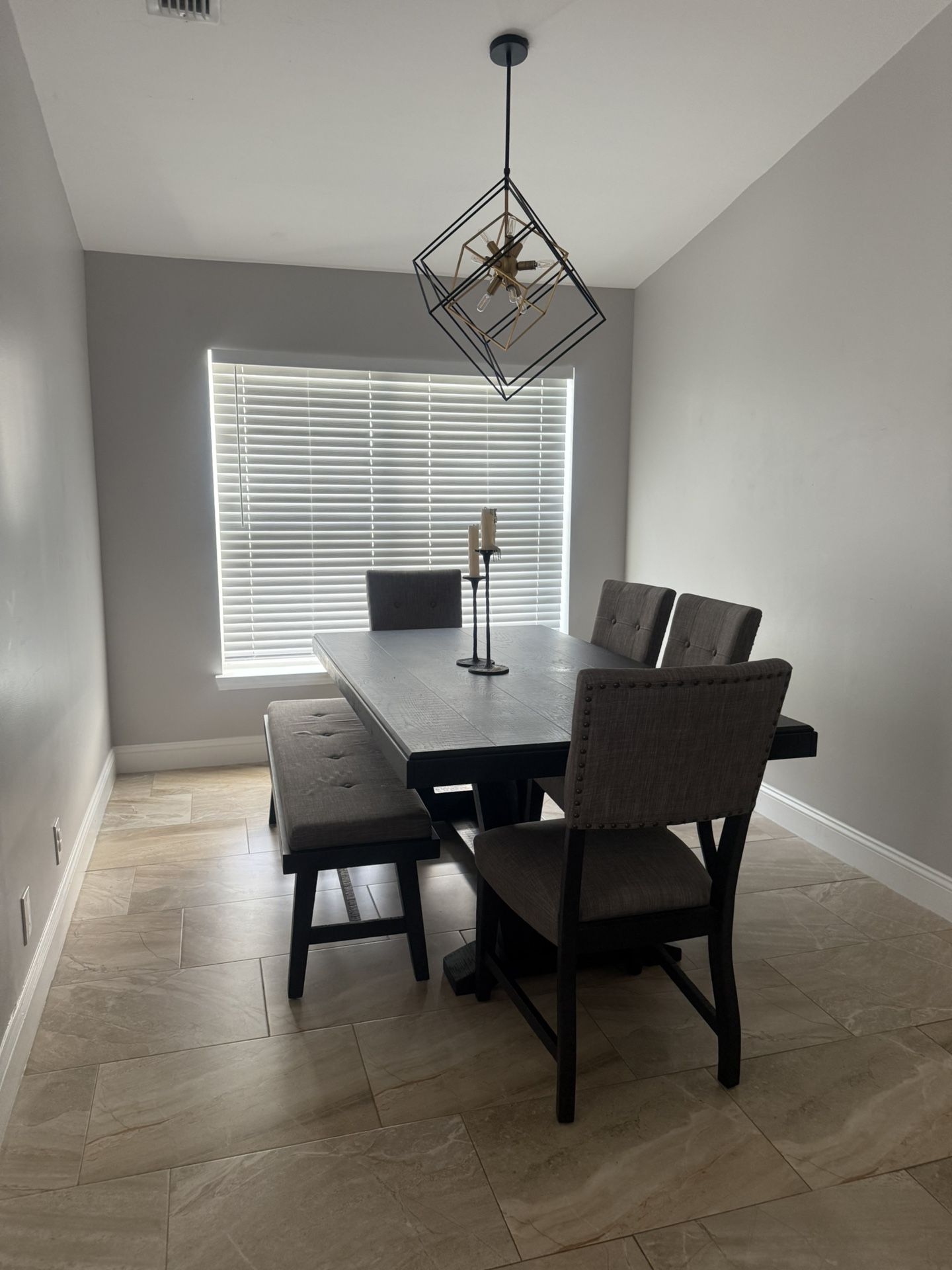 Black 5 Pc Rectangle Dining Room Table Set
