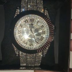 All Silver Watch With Lab Made Diamonds 