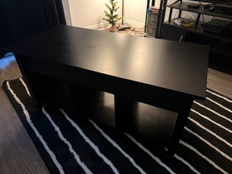 Black Wood Coffee Table with Lift Top and Storage Compartments