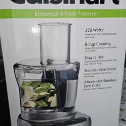 Cuisinart Elemental 8 Cup Food Processor FP-8GMP1 Feed Tube Gunmetal 350 Watts N