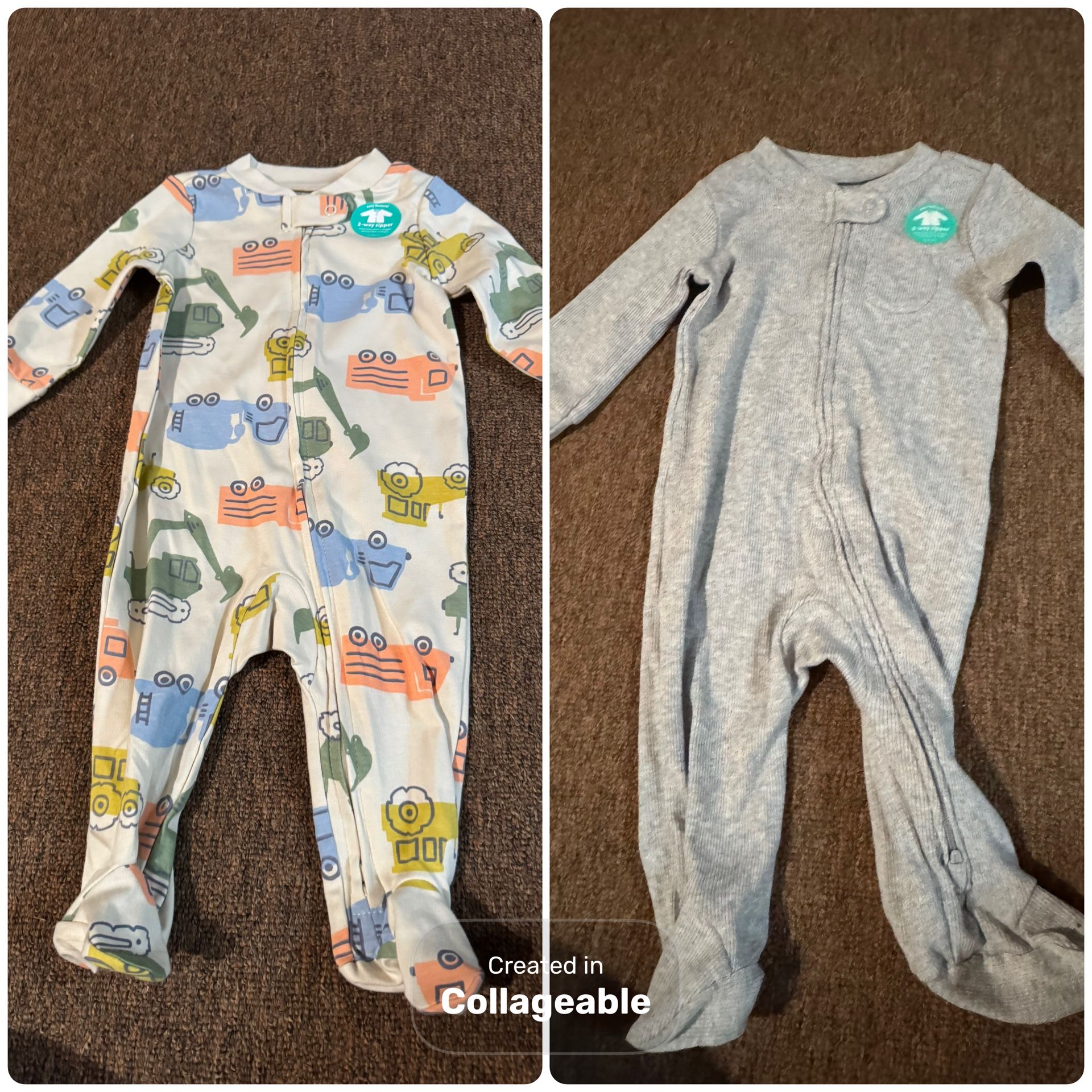 New Set Of 2 Baby Boy Onesie Romper 2 Way Zip Sleepers