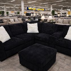 Black Sectional Sofa With Ottoman 