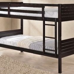New Albany Espresso Wood Twin/Twin Bunk Bed (Mattress is not Included)