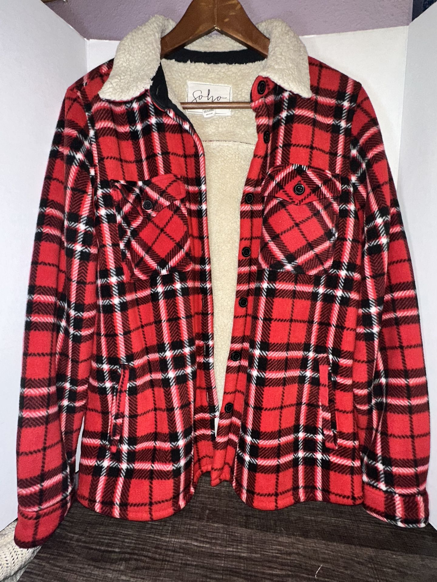 Used Good Sherpa Lined Fleece Plaid Jacket Women’s Small