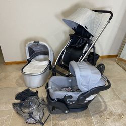 Uppababy Cruz V2 Stroller with Bassinet and Car Seat Beige