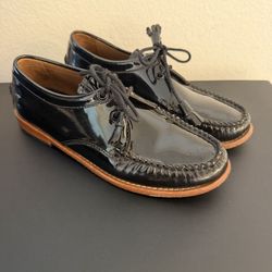 G.H. Bass Weejuns Black Patent Leather Winnie Lace Up Loafers Size 6 Women’s
