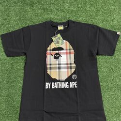A Bathing Ape (BAPE) Black Graphic T-shirt Nova Check Plaid Print