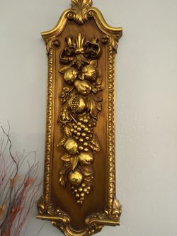 2 Stunning 3D Fruit Wall Panels – Gold & Copper Decor