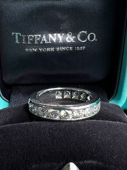 $11,100 Tiffany Co Platinum 1.80ct Diamond 4mm Full Eternity Wedding Band Ring 4