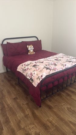 Queen bed frame and mattress