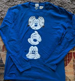 DISNEY MICKEY MOUSE HEAR,SEE,SPEAK NO EVIL UNISEX LONG SLEEVE T SHIRT SIZE LARGE NEW