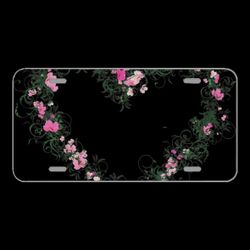 License Plate Novelty Car Front Love Heart Flowers Blossom Bloom
