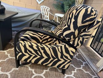 Zebra Print Upholstered Recliner Chair