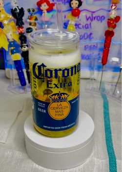 Corona Extra Beer Can Glass Tumbler with Straw