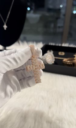 Cuban link Cross rose gold