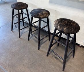 Set of 3 Cowhide Bar Stools