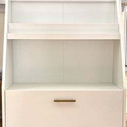 Book display with storage, white