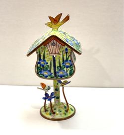 Kevin Chen Hand-Painted Enamel Birdhouse Figurine
